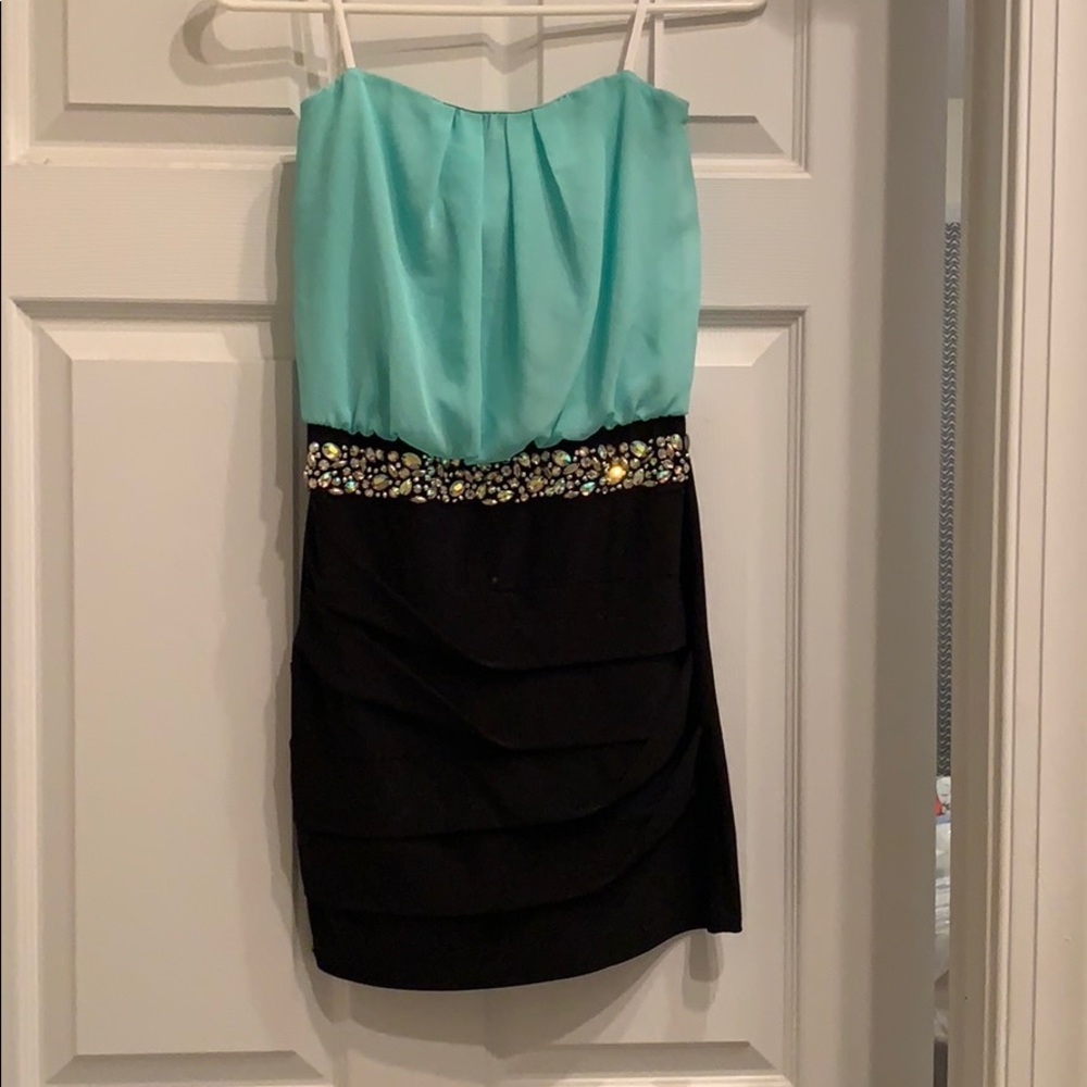 Blue and black dress